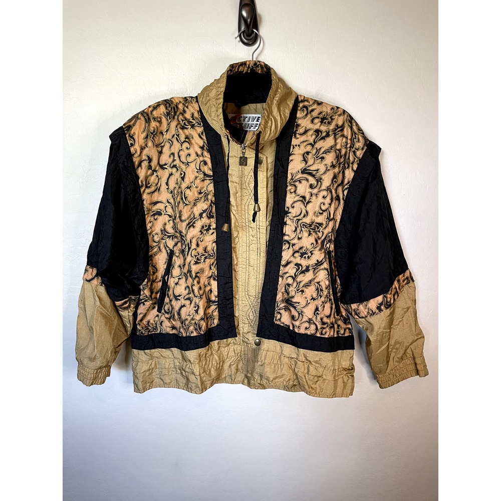 Active Stuff | VINTAGE 90s Gold and Black Windbreaker Jacket Size Medium
